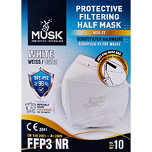 Μάσκες υψηλής προστασίας MUSK FFP3 10 τεμ Λευκές